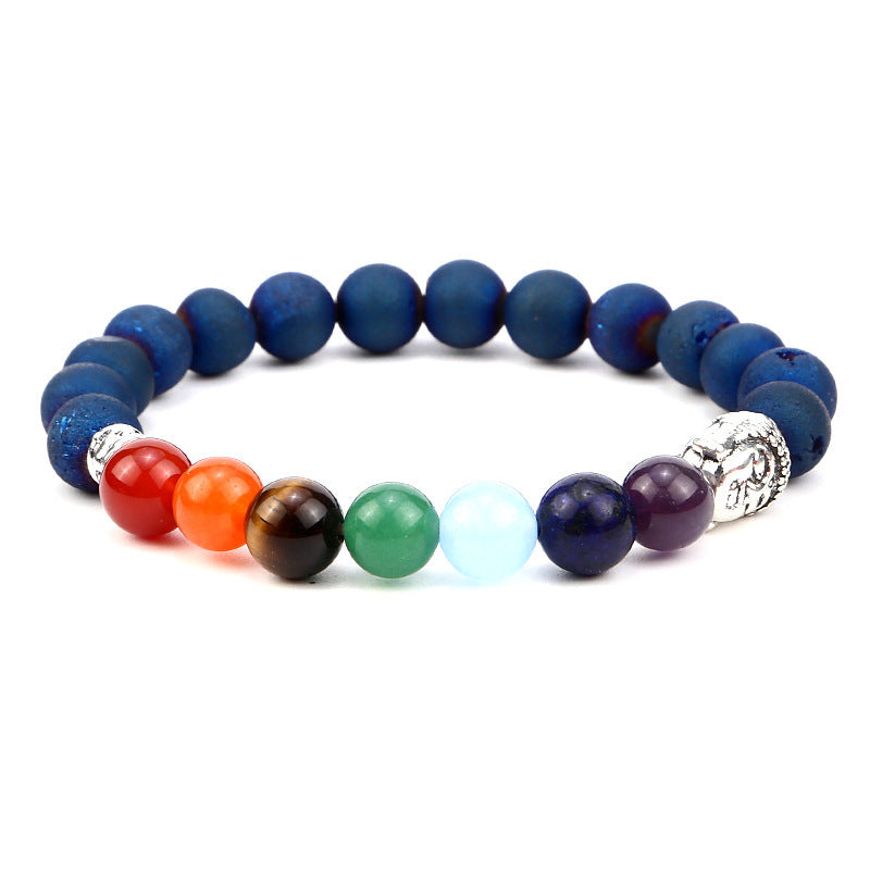 Unisex Geometric Alloy Bracelet Set with Tiger Eye, Green Aventurine and Red Agate Beads