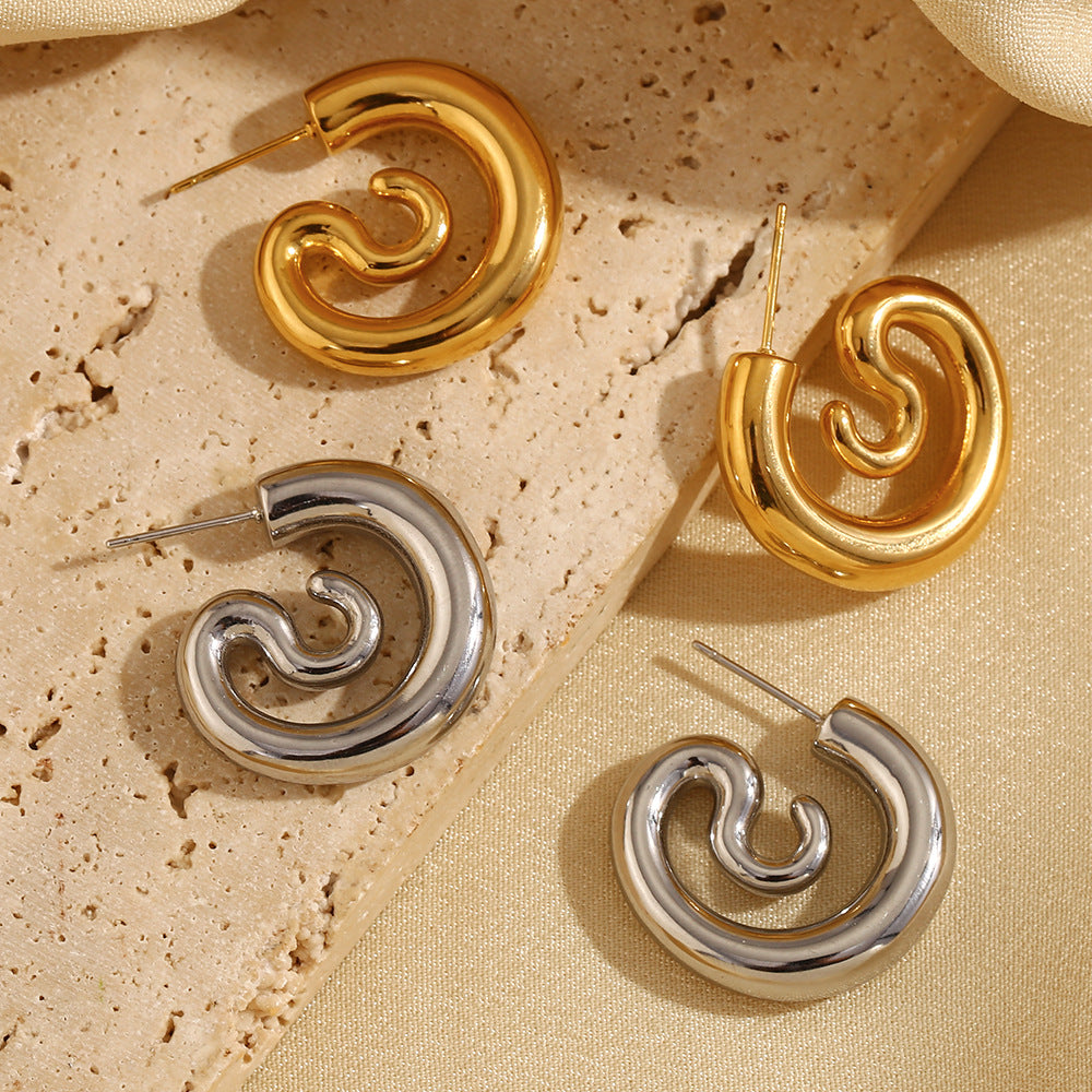 Orecchini da donna alla moda in acciaio inossidabile geometrico con placcatura in oro 18 carati