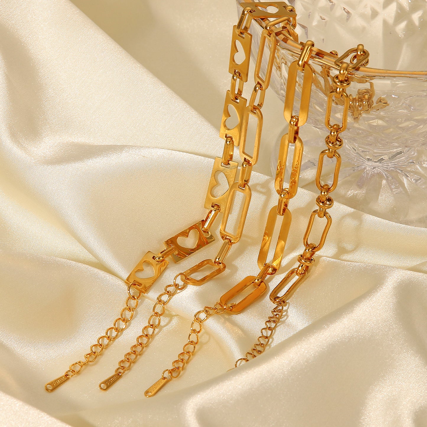 Minimalist Geometric Hollow Cross Bracelet for Women in Stainless Steel with 18K Gold Plating
