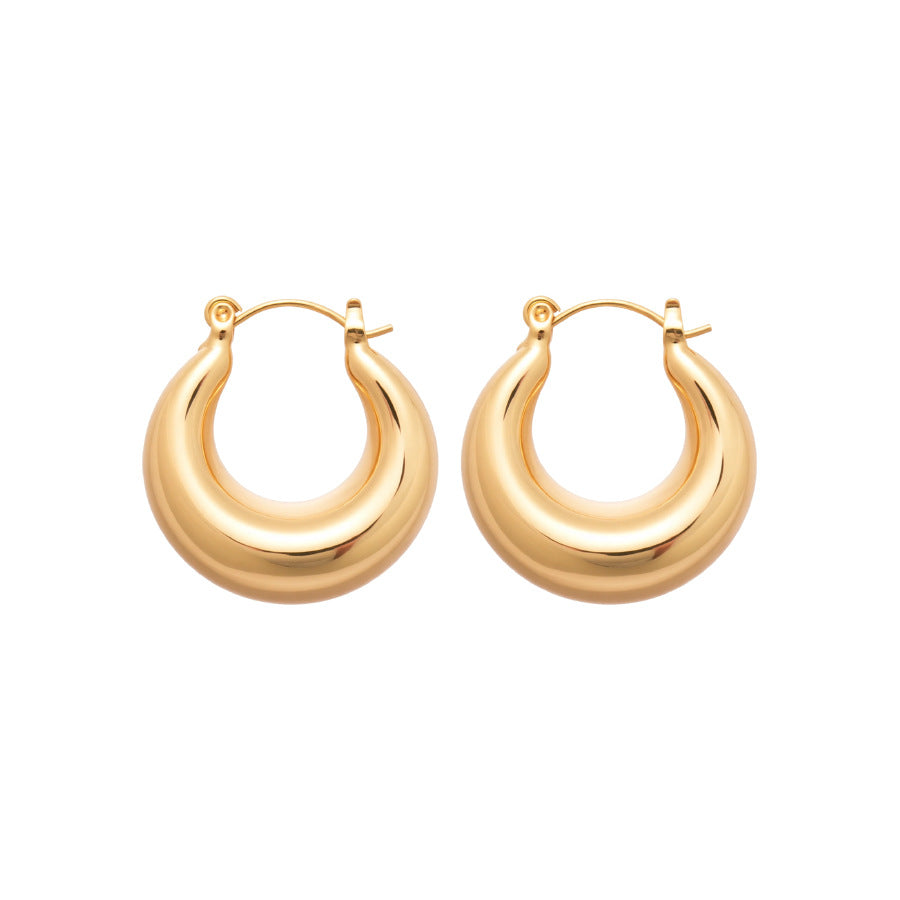 Pendientes de botón redondos geométricos minimalistas para mujer en metal chapado con acabado pulido elegante
