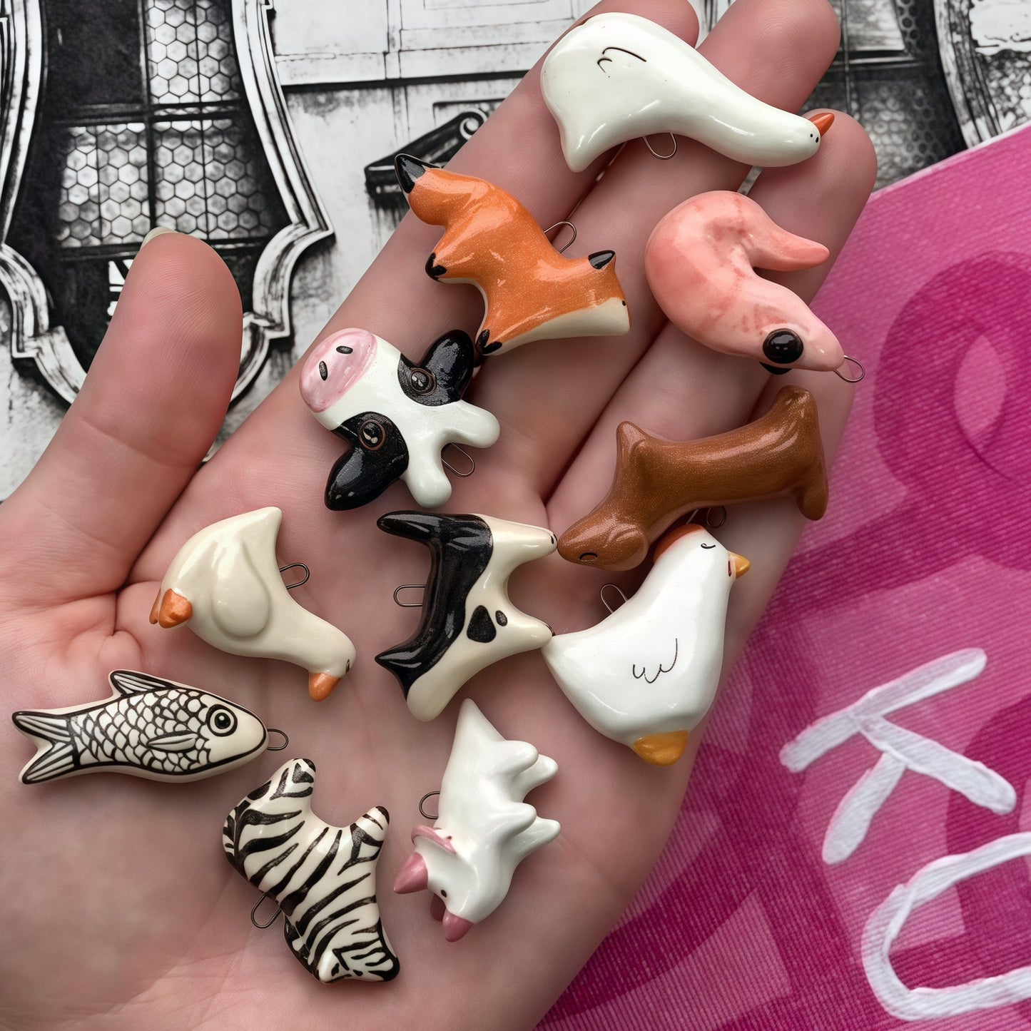 Fashion Plated Drip Oil Animal Shape Stainless Steel Charm Bar Pendant