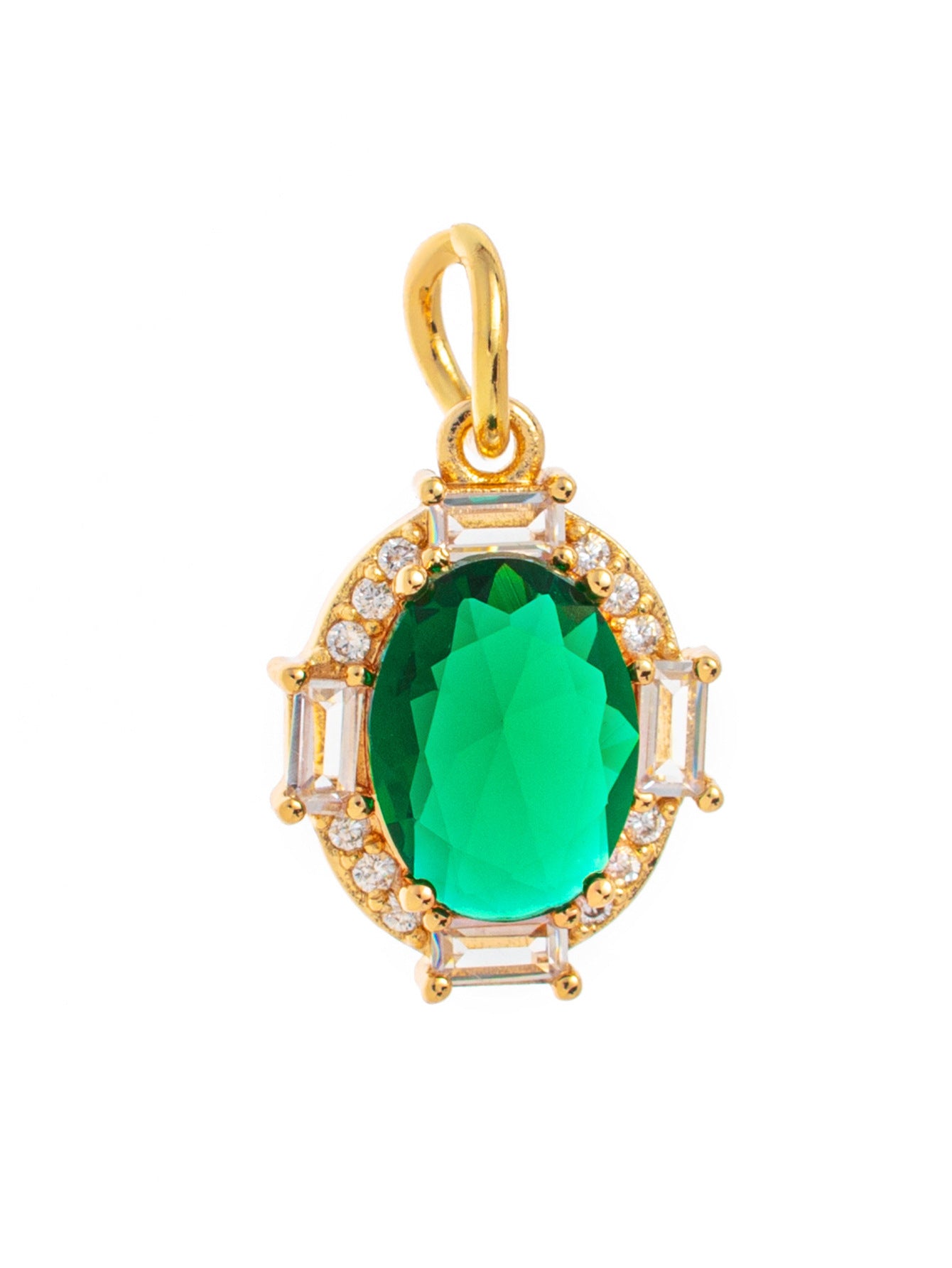 Minimalist Oval Geometric Brass Pendant with Cubic Zirconia December Birthstone for Women