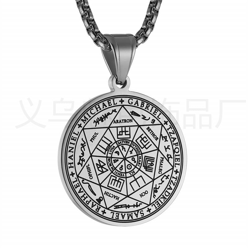 Collana con ciondolo geometrico minimalista in acciaio inossidabile con sigillo e finitura placcata
