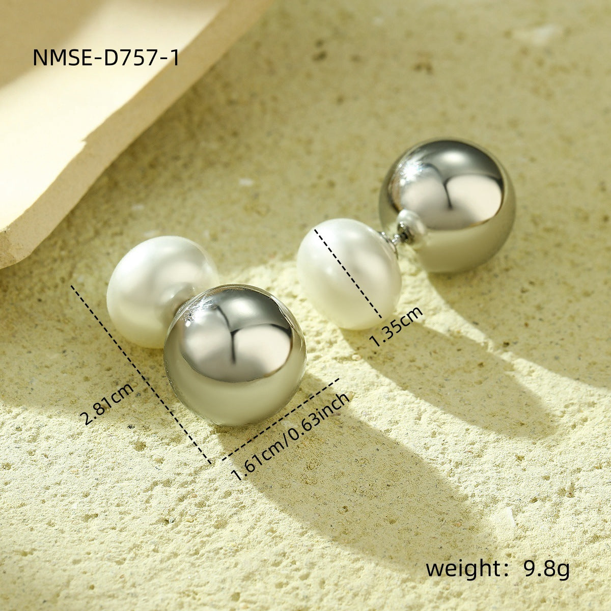 Orecchini da Donna Minimalisti di Lusso Francese in Acciaio Inossidabile con Sfera Lucida