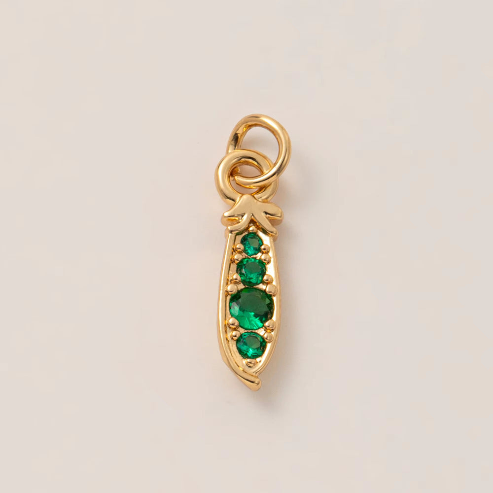 Minimalist Luxury Gold Plated Brass Geometric Plant Pendant with Cubic Zirconia for Unisex