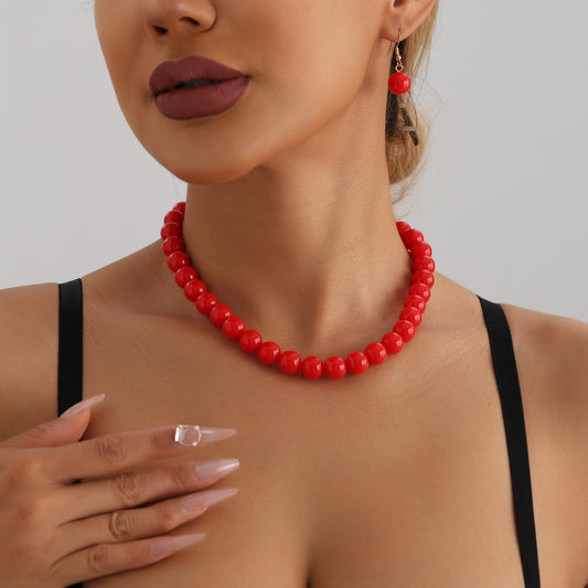 Collar de moda geométrico acrílico con cuentas para mujer con cadena de locket con acabado chapado