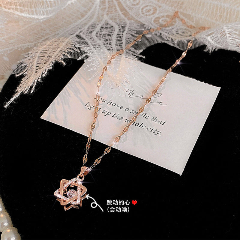 Minimalist Geometric Titanium Steel Necklace with Gold-Plated Copper Pendant and O-Chain for Women