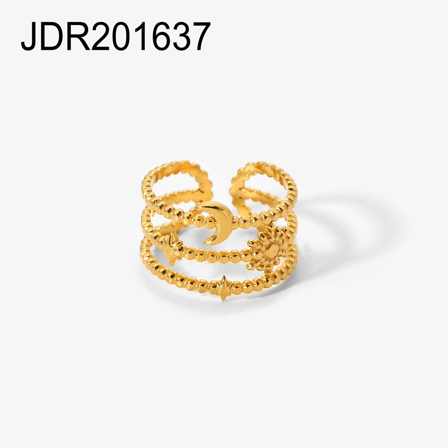 Fashion Geometric Cross Open Ring 18K Gold Plated Stainless Steel Snake Design for Women