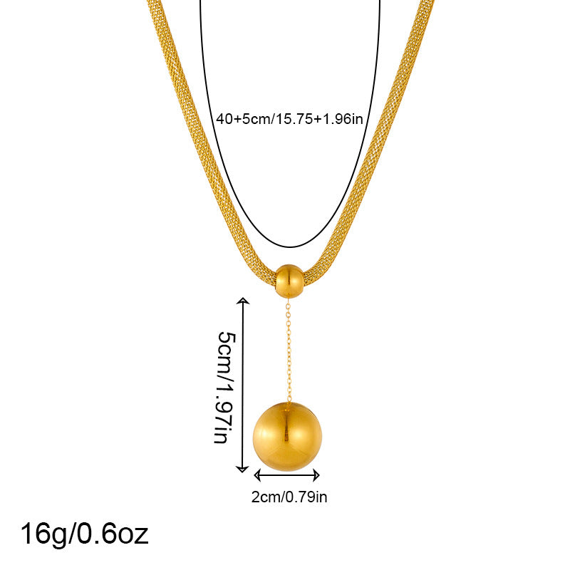 Vintage Minimalist Fashion Gold-Plated Stainless Steel Circle Earrings Necklace Bracelet Set