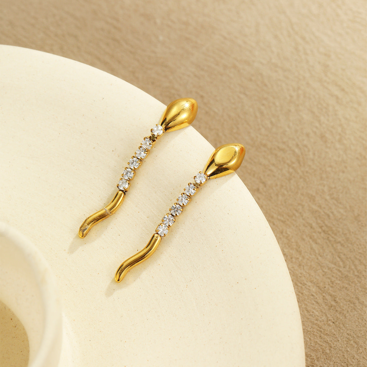 Juego de collar y pendientes de lujo con forma de serpiente en acero inoxidable con incrustaciones de pedrería para mujer