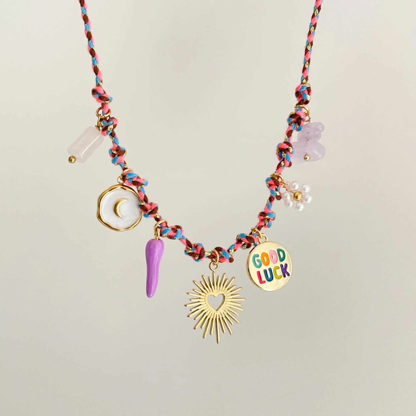 Fresh and Sweet Starfish Pearl Heart Pendant Necklace in Stainless Steel with Plated Finish on Adjustable Cord