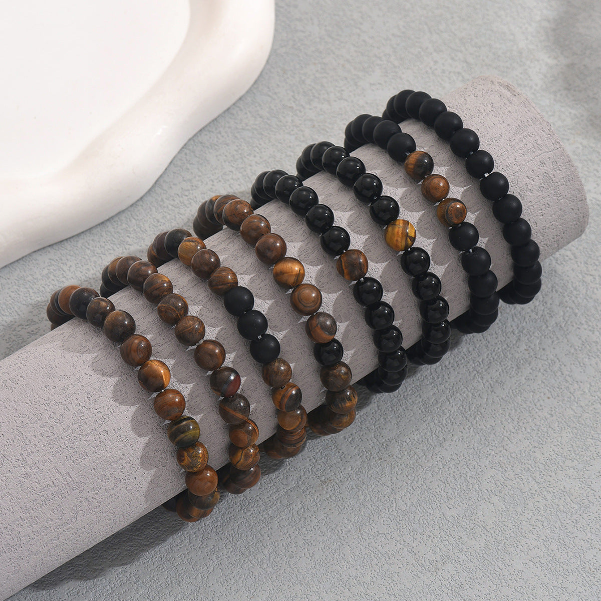 Fashionable Vintage OL Style Geometric Shape Natural Stone Braided Bracelet for Women