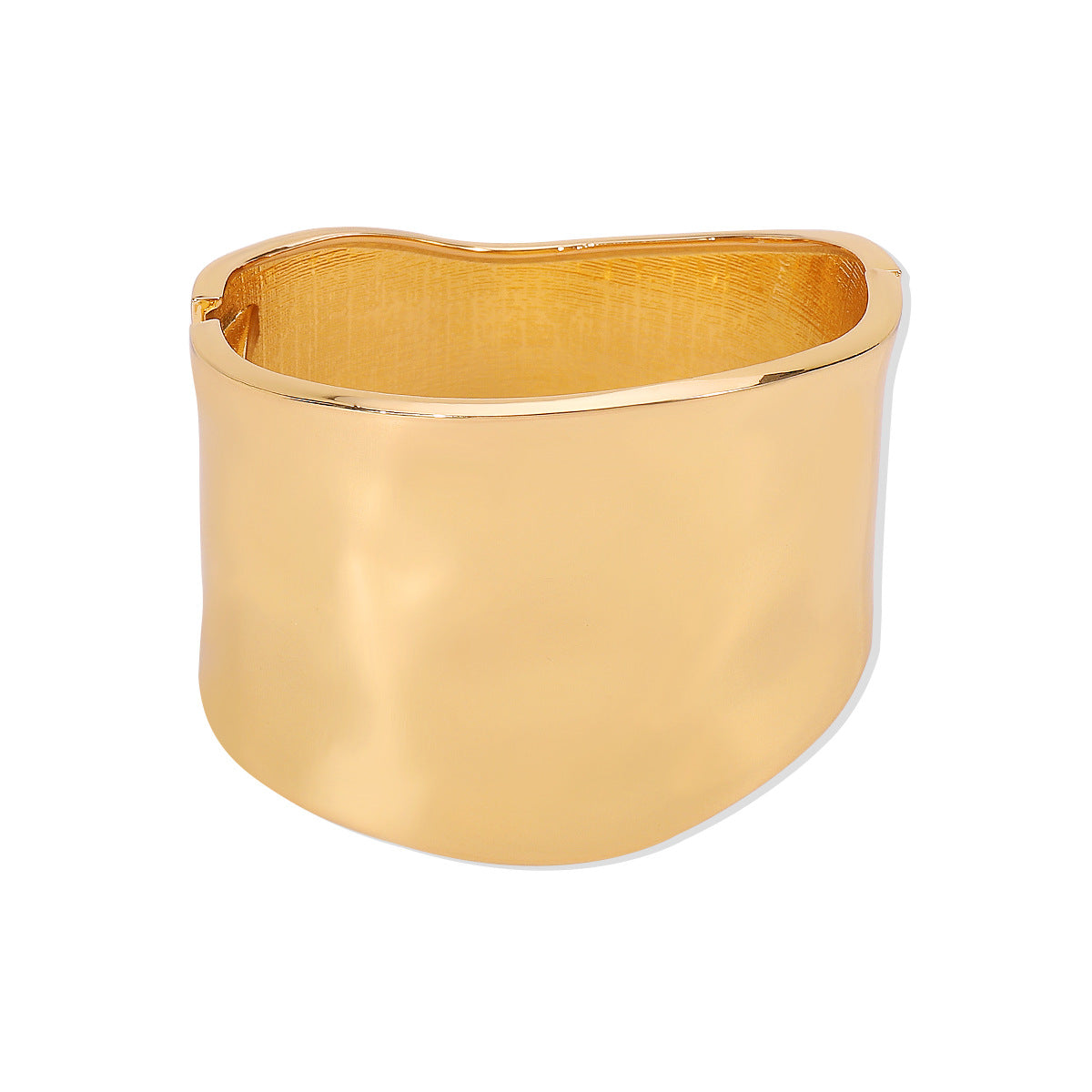 Pulsera de Aleación con Textura Geométrica de Onda Dulce-Atrevida, Acabado Pulido y Diseño de Apertura con Resorte para Mujer