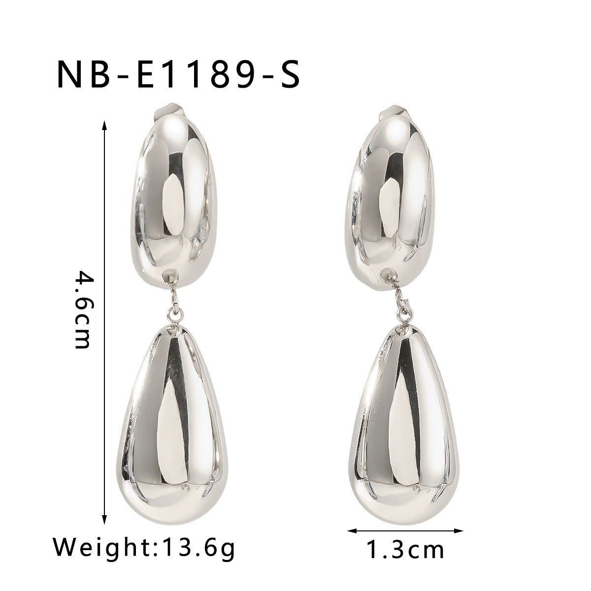 Minimalist Double-Layer Hollow Teardrop-Shaped Stainless Steel Earrings with 18K Gold Plating for Women