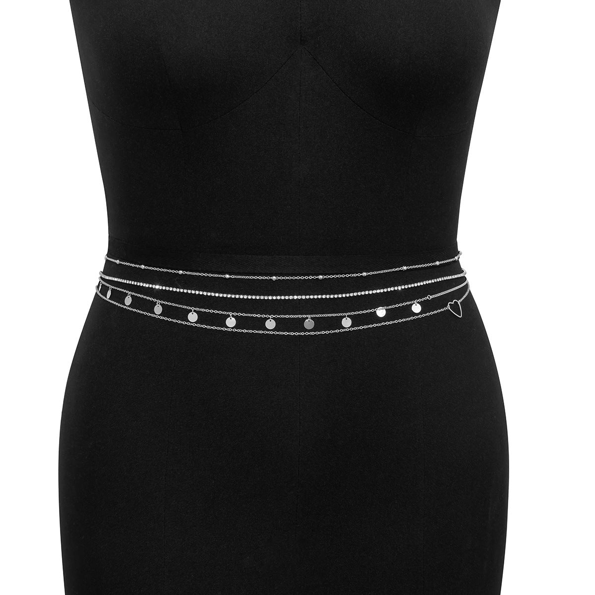 Minimalist Heart-Shaped Metal Body Chain with Rhinestone Accents and Lobster Clasp for Women