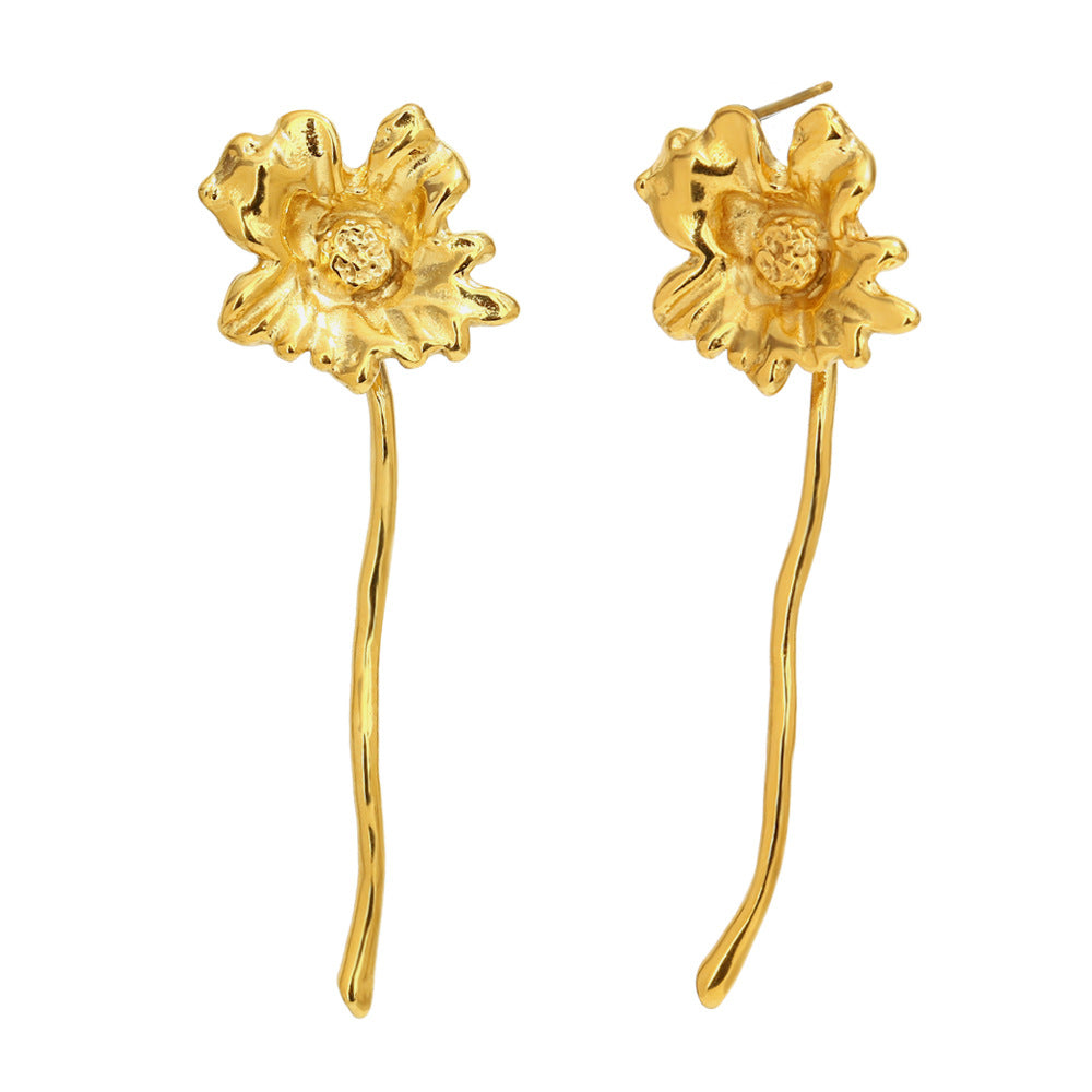 Orecchini a perno floreali d'ispirazione vintage in acciaio inossidabile 316L con placcatura in oro 18 carati da donna