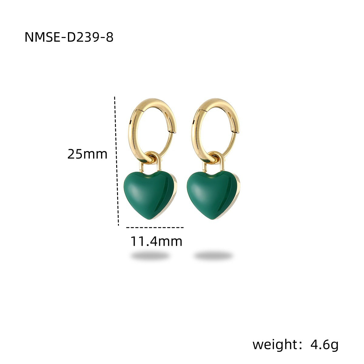 Orecchini da donna alla moda a forma di cuore in acciaio al titanio con smalto minimalistici