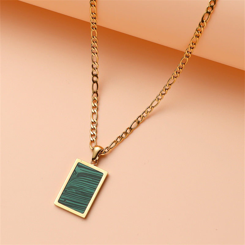 Korean Sweet Geometric Shell Pendant Necklace 18K Gold Plated Stainless Steel Women's Sweater Chain