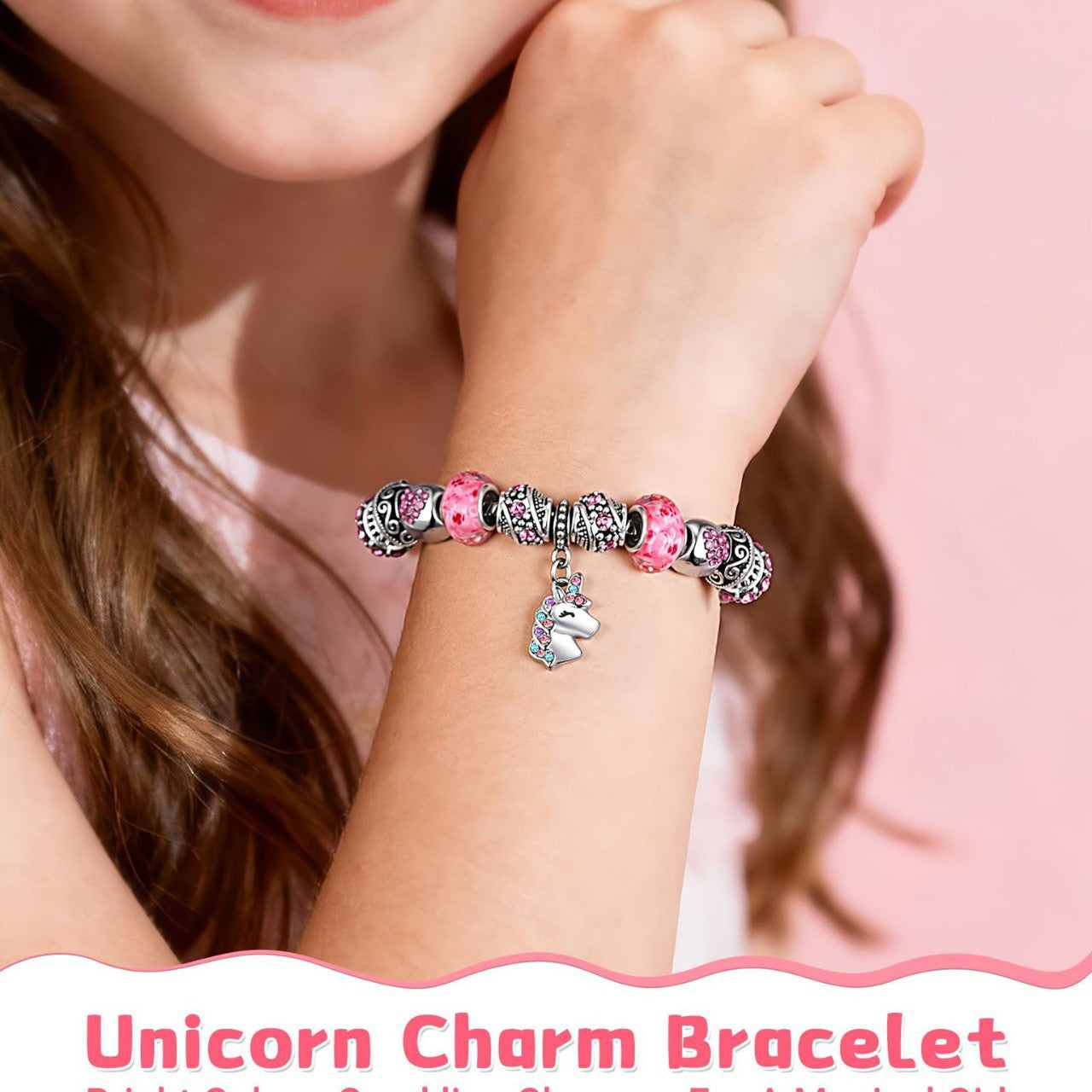 Sweet Animal Unicorn Bracelet with Imitation Pearl and Rhinestone Alloy Adjustable Gift for Women