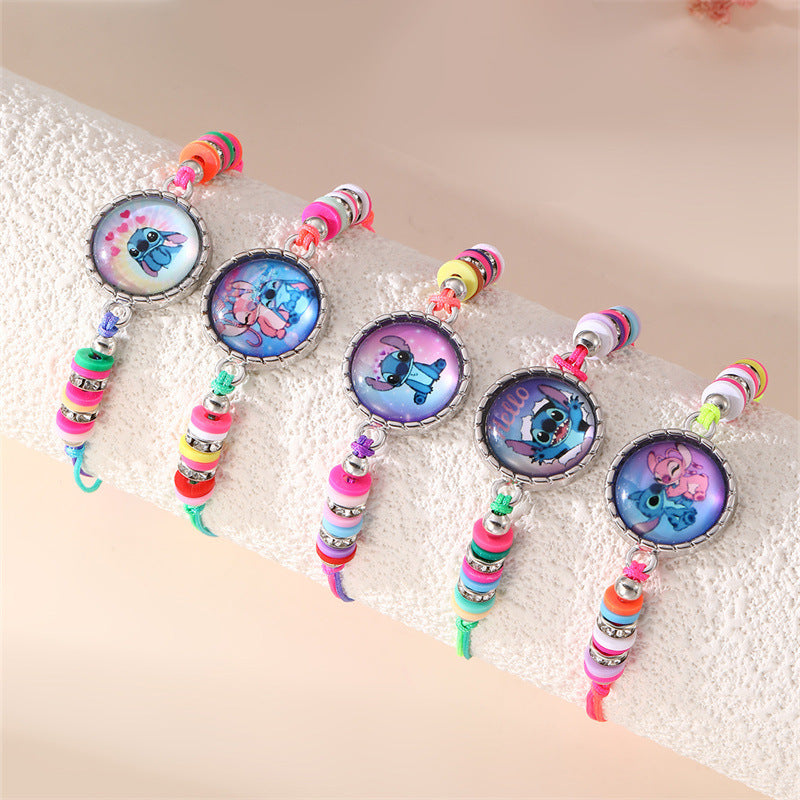 Braccialetto Bohemien in Resina a Forma di Stella con Ciondolo Principessa Anna per Bambini e Ragazzi