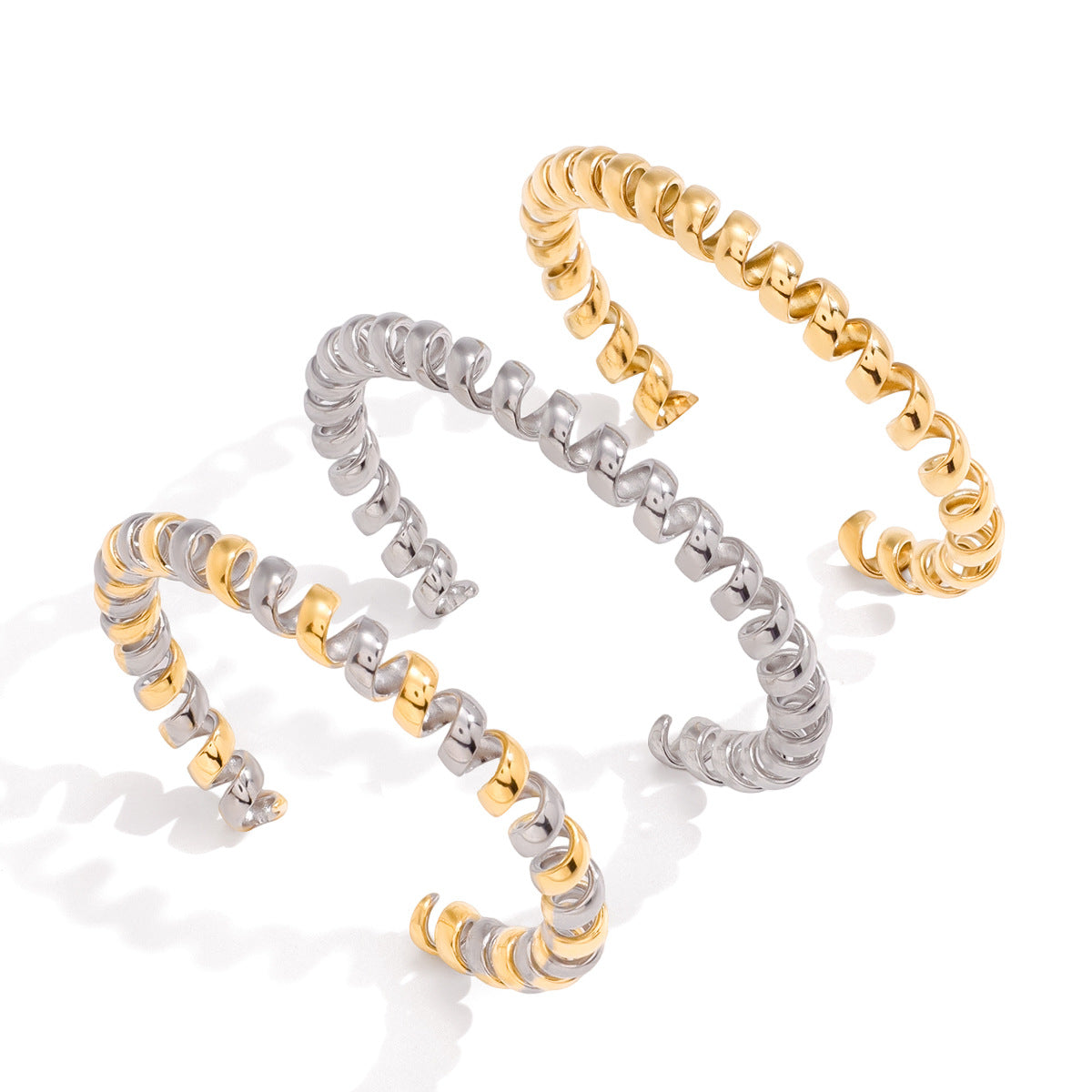Pulsera rígida abierta geométrica de acero de titanio con diseño de cable de teléfono, accesorio de moda de acero inoxidable electrochapado para mujer