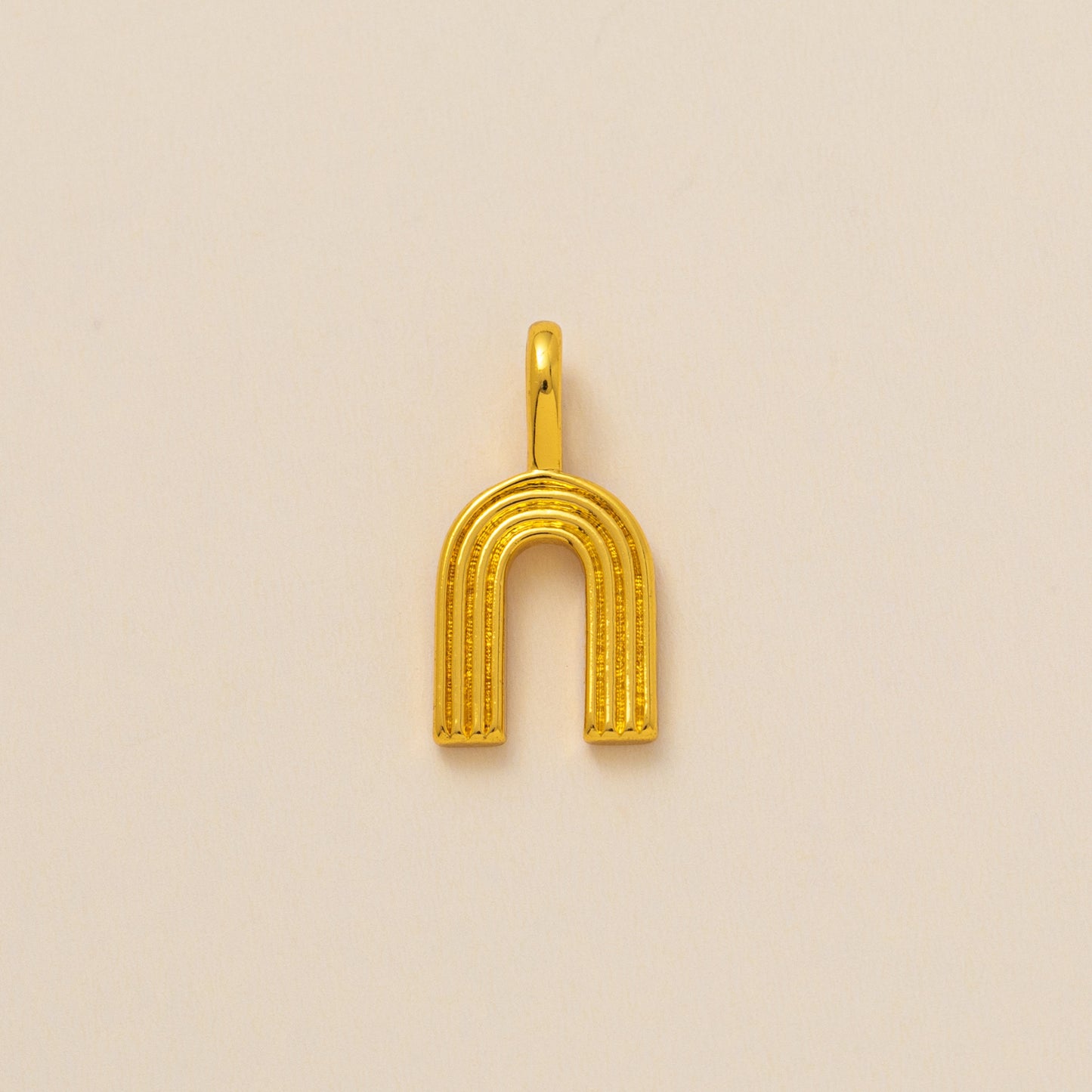 Casual Brass Plated Cubic Zirconia U-Shaped Pendant DIY Necklace Charm Bar with Corn Chain