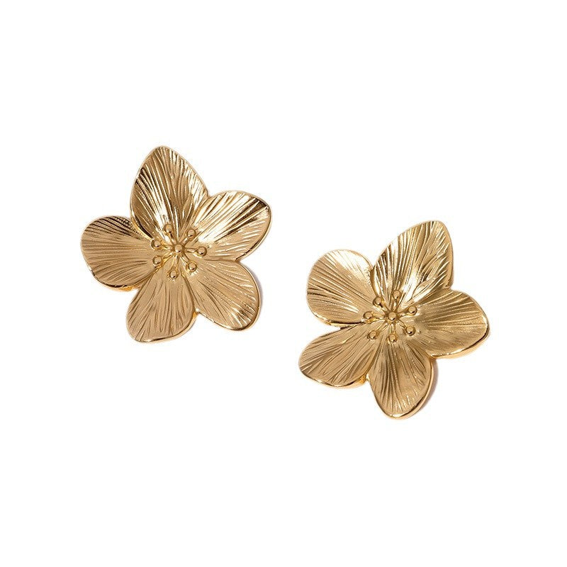 Orecchini a perno da donna in acciaio inossidabile con design floreale vintage, finitura placcata, ipoallergenici e resistenti allo sbiadimento