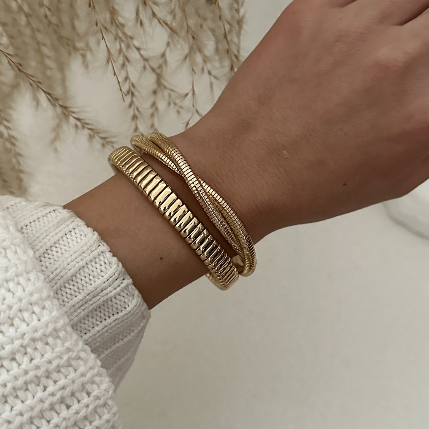 Set di bracciali a polsino placcati in lega geometrica minimalista