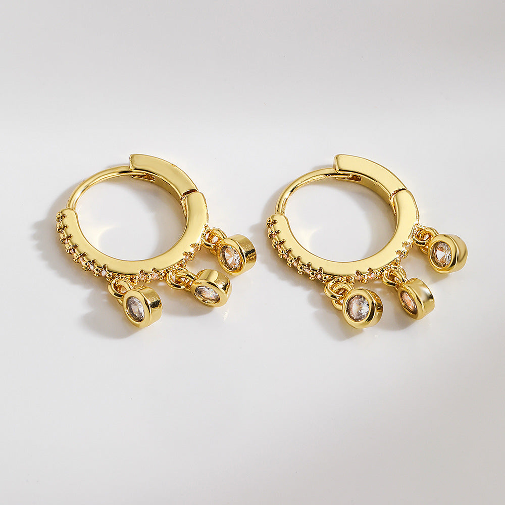 Fashion Irregular Geometric Cubic Zirconia Gold Plated Brass Earrings for Women