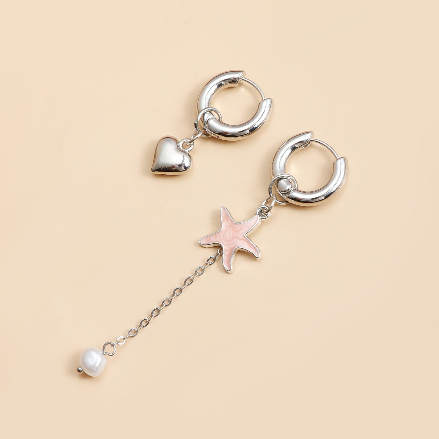 Pendientes de lujo estilo estrella, corazón, cruz y flor en aleación con acabado galvanizado para mujer