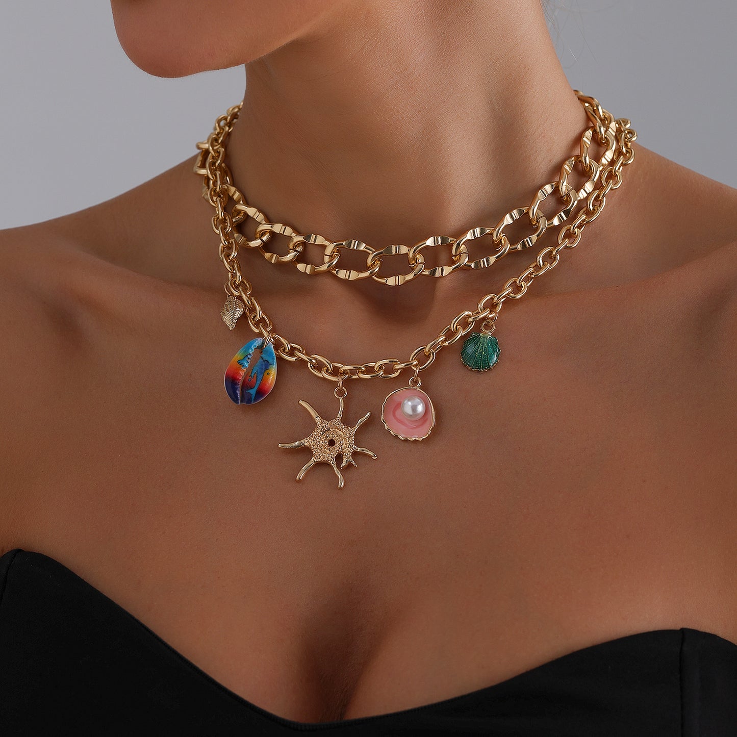 Minimalist Starfish Pendant Necklace in Alloy with Plated Finish for Women