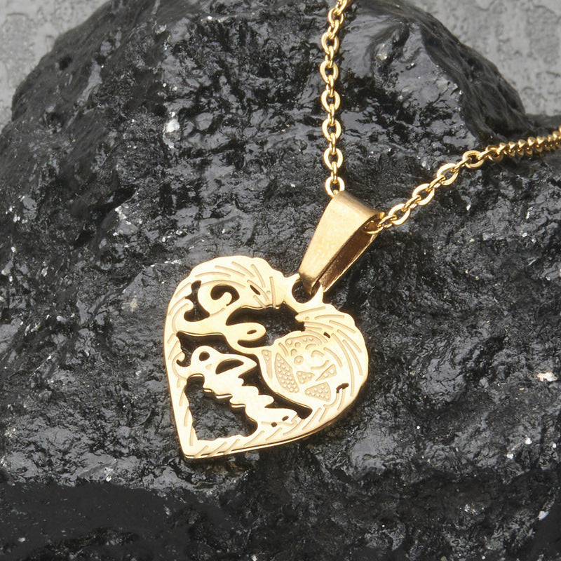 Minimalist Heart-Shaped Titanium Steel Pendant Necklace with Enamel Finish for Unisex Daily Wear