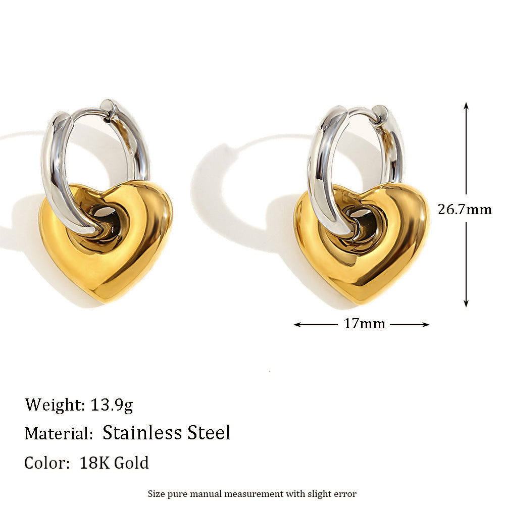 Pendientes de aro geométricos de acero inoxidable chapados en oro de 18 quilates estilo OL para mujer