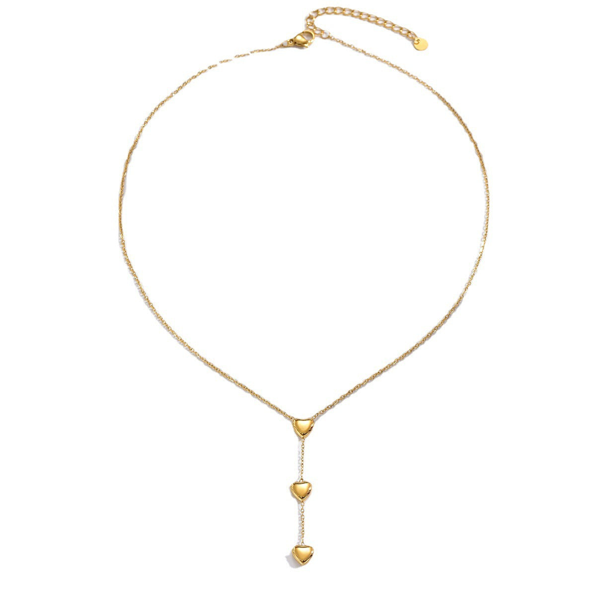 Fashionable Stainless Steel Heart Pendant Necklace with Tassel Detail for Women, Electroplated Luxe Clavicle Chain