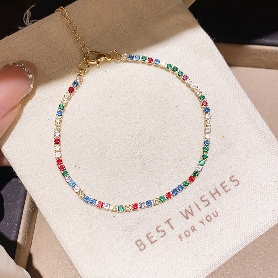 Luxury Elegant Oval Geometric Cubic Zirconia Inlaid Brass Bracelet for Women