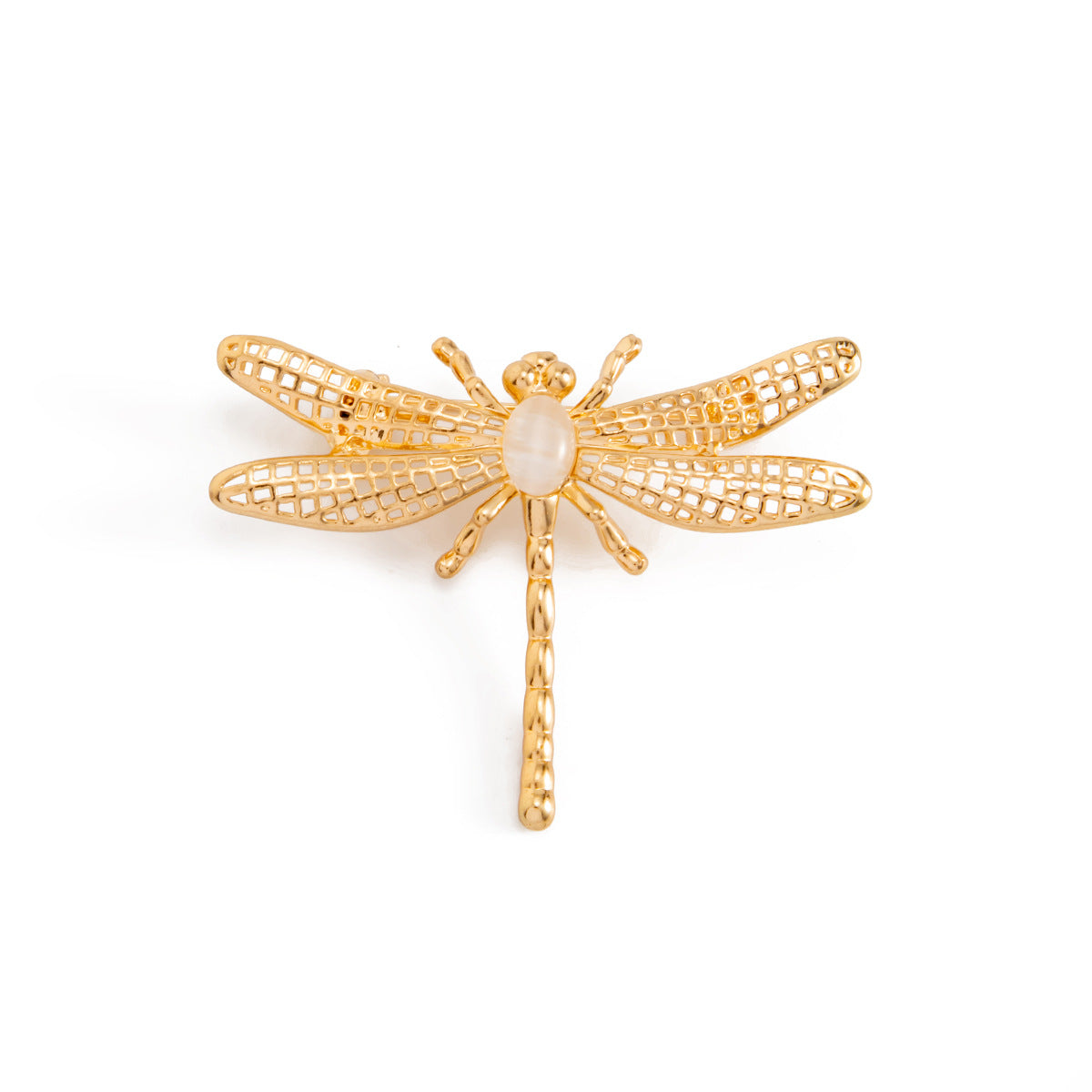 Elegant Sweet Tulip Flower Dragonfly Hollow Out Plated Zinc Alloy Brooch for Women