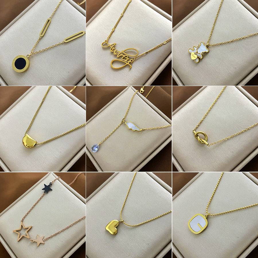 Vintage Star-Shaped Titanium Steel Necklace with Electroplated Finish for Men