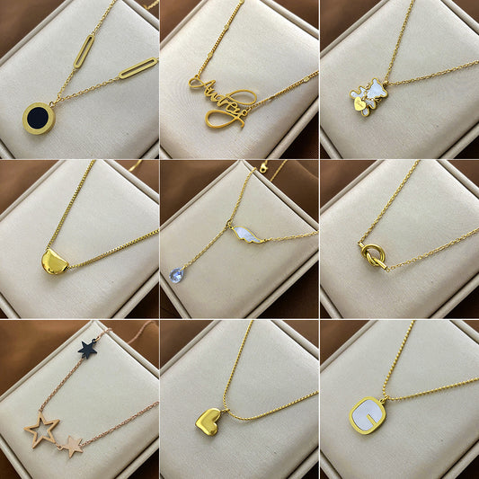 Vintage Star-Shaped Titanium Steel Necklace with Electroplated Finish for Men