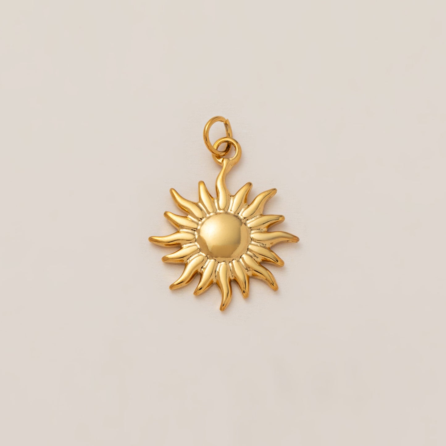 Vintage PVD 18K Gold Plated Stainless Steel Geometric Moon Sun Pendant Cable Chain Necklace Charm Bar