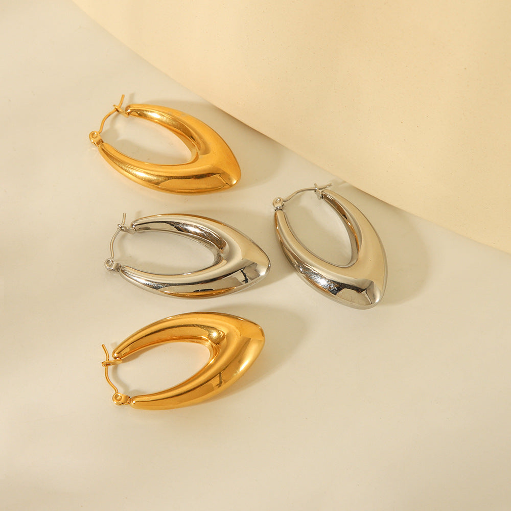 Geometric Hollow Stainless Steel Earrings for Women with Gold Plating Modern Minimalist Fashion Jewelry