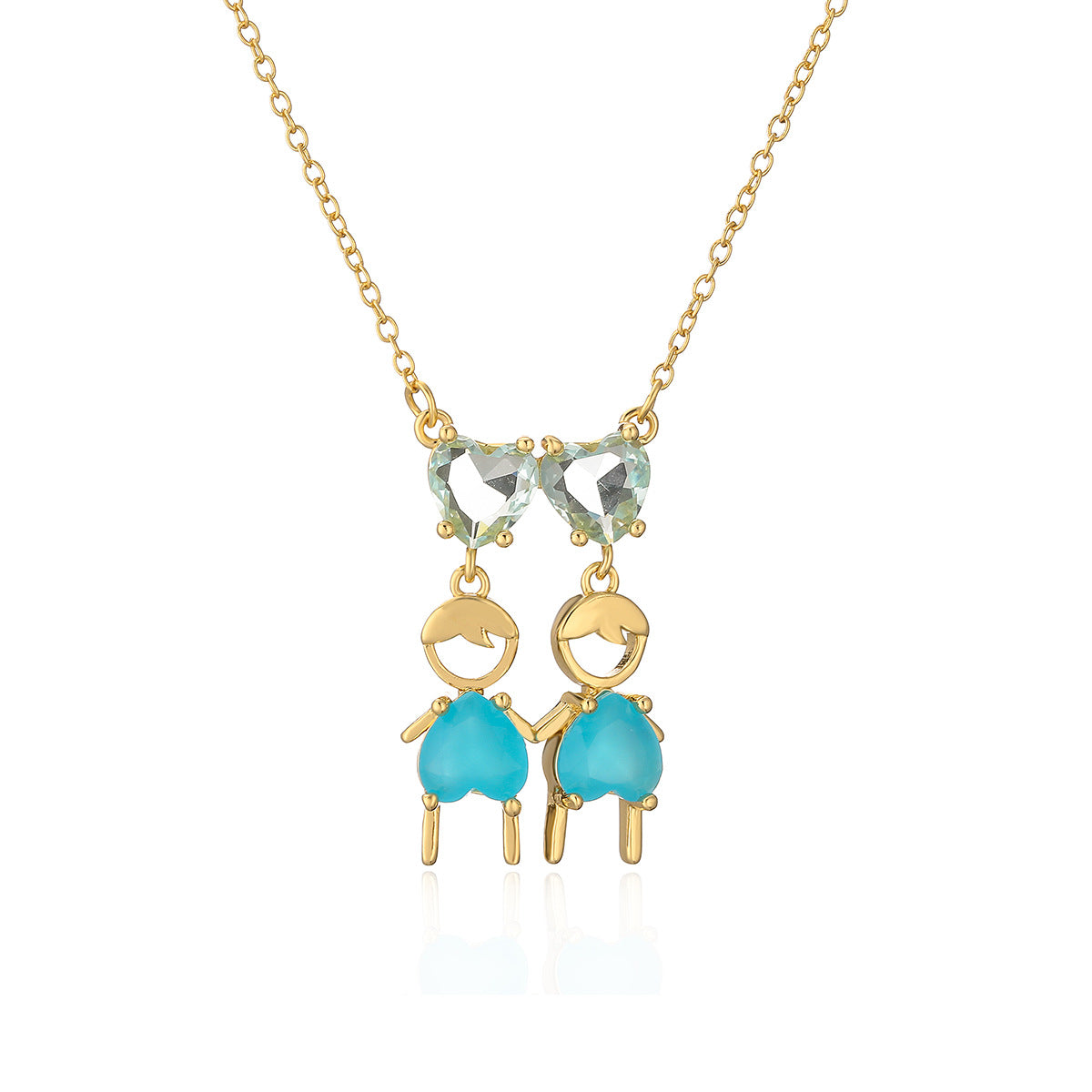 Minimalist Heart-Shaped Copper Pendant Necklace with Real Gold Plating and Zircon Inlay for Women and Men