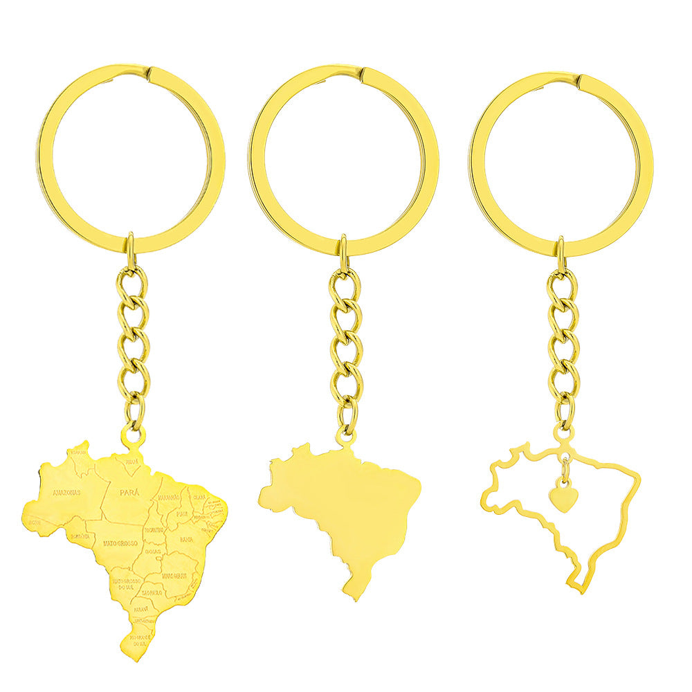 Colgante de Llavero de Acero Inoxidable Pulido con Forma de Corazón Estilo Étnico y Detalles Calados