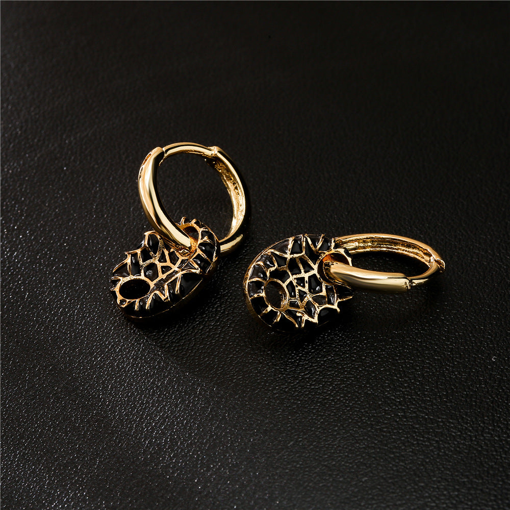 Colorful Drip Oil Geometric Gold Plated Brass Earrings for Women