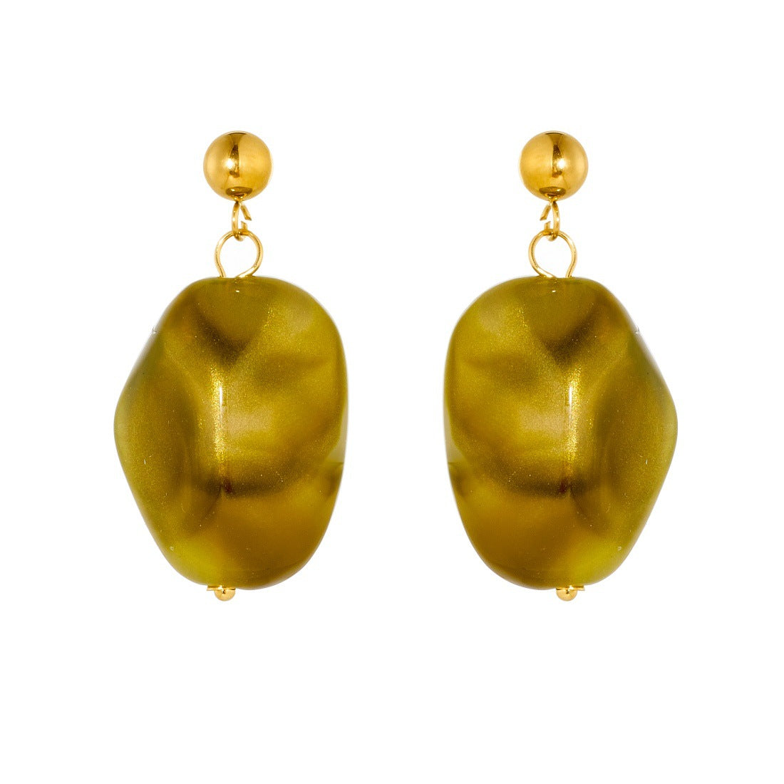 Vintage Ethnic Geometric Resin Gold Plated Stainless Steel Earrings