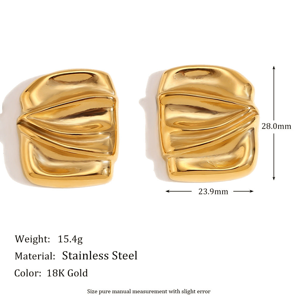 Orecchini a perno geometrici irregolari da donna in stile francese vintage, realizzati in acciaio inossidabile con placcatura in oro 18 carati