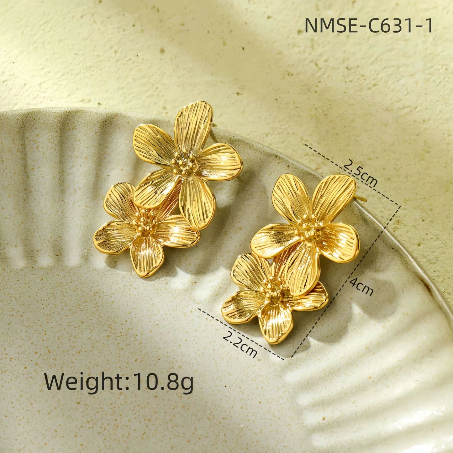Elegantes Pendientes de Perlas de Acero Inoxidable con Forma Geométrica y Baño de Oro para Mujer