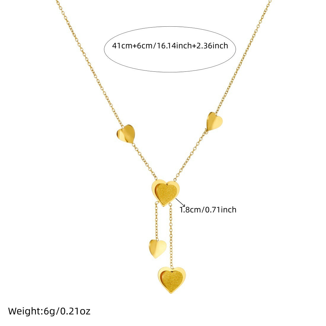 Minimalist Gold Plated Heart Stainless Steel Tassel Pendant Necklace for Women