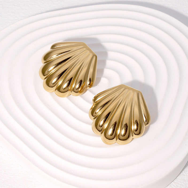 Minimalist Stainless Steel Plated Shell Earrings for Women
