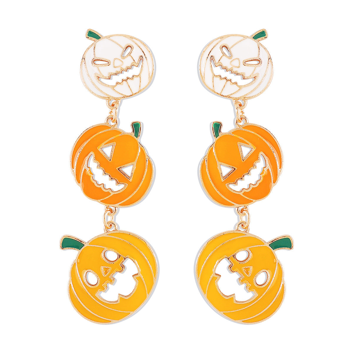 Divertidos Pendientes de Halloween de Dibujos Animados con Diseño de Calabaza, Fantasma y Calavera en Base Acrílica con Detalles de Diamantes de Imitación y Lentejuelas para Mujer