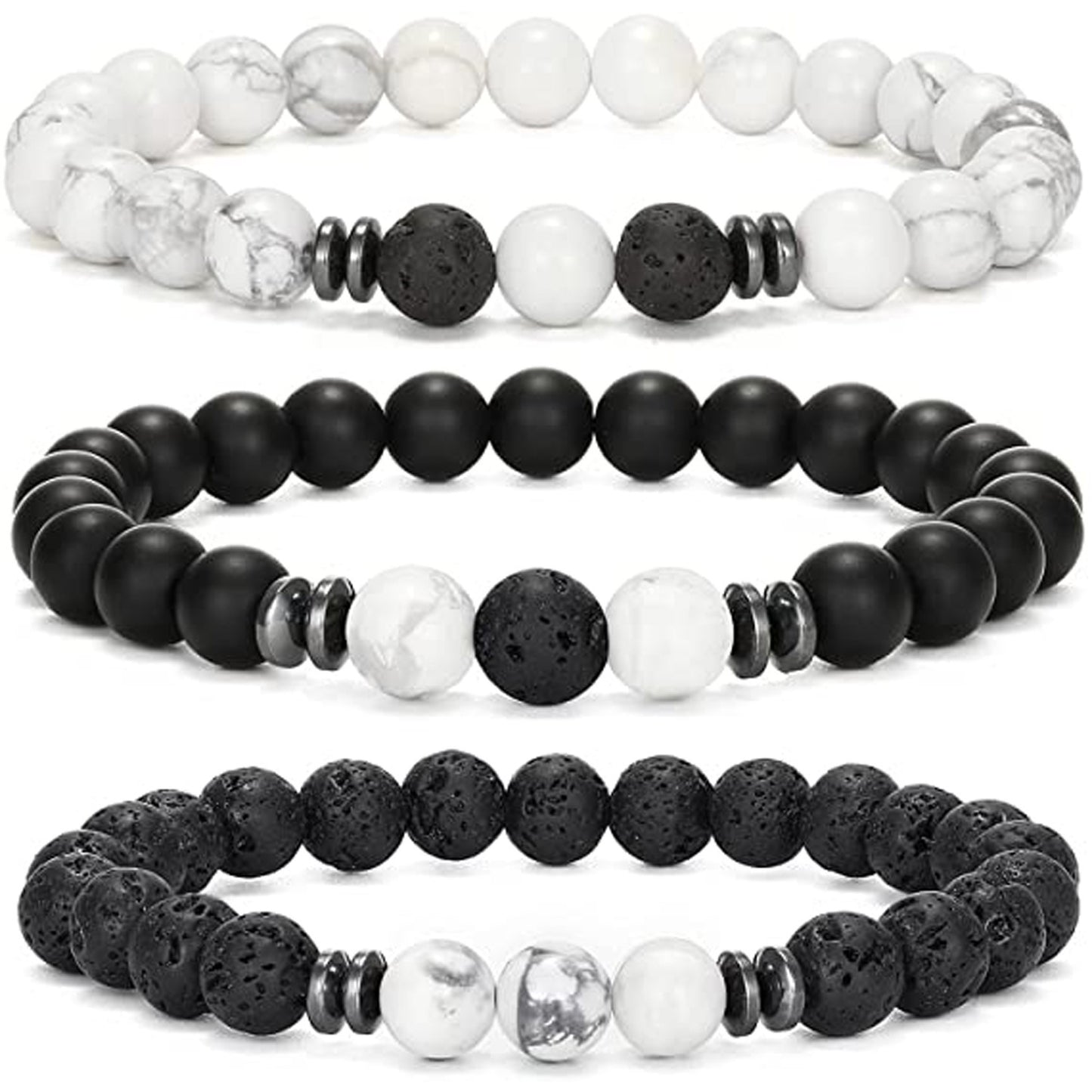 Minimalist Round Agate Geometric Bracelet Set Unisex